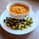 Recette de purée de patate douce et dés de courgettes