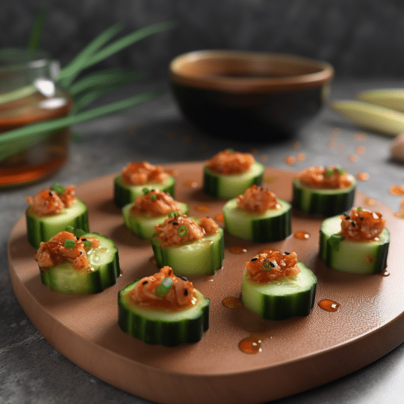 Bouchées de concombre au saumon épicé paléo