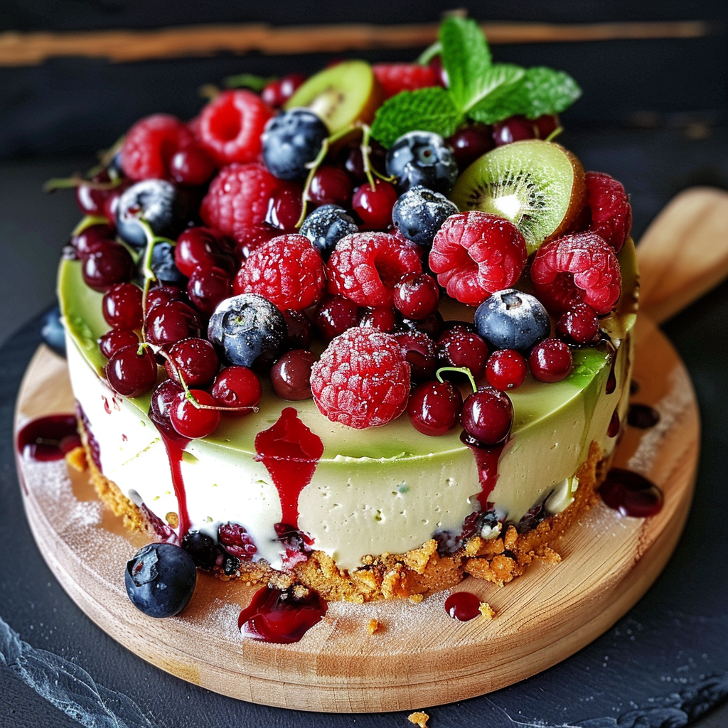 Cheesecake à l'avocat et aux fruits rouges