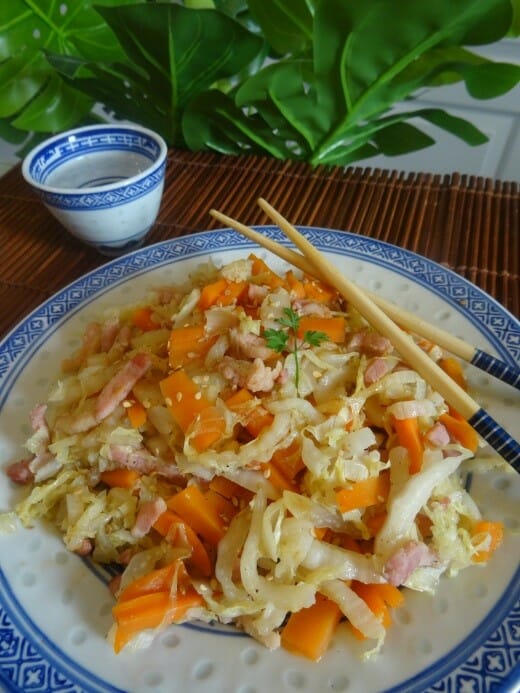 Chou chinois aux carottes et lardons Paléo