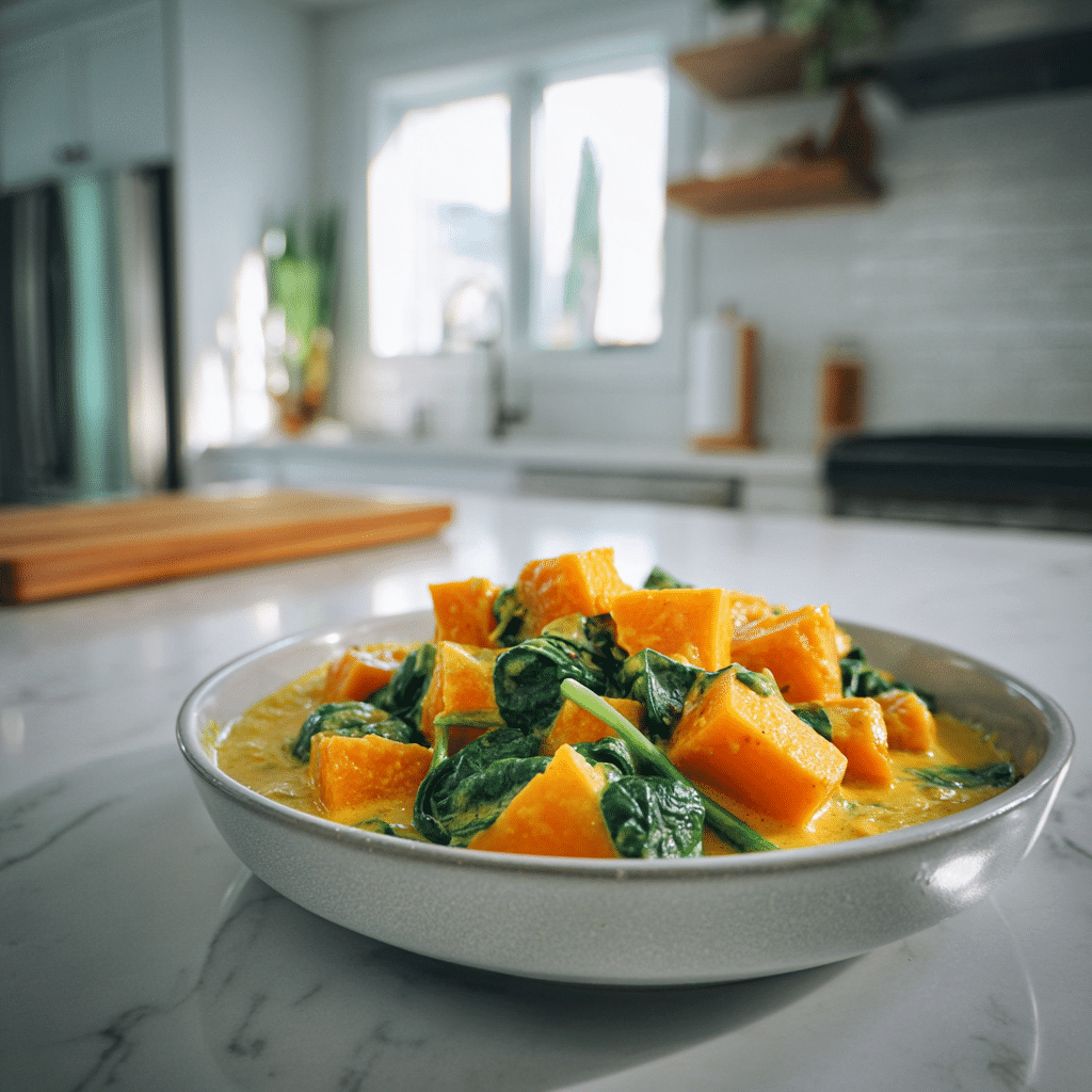 Curry de Patates Douces et Épinards : Le Végétarien Gourmand !