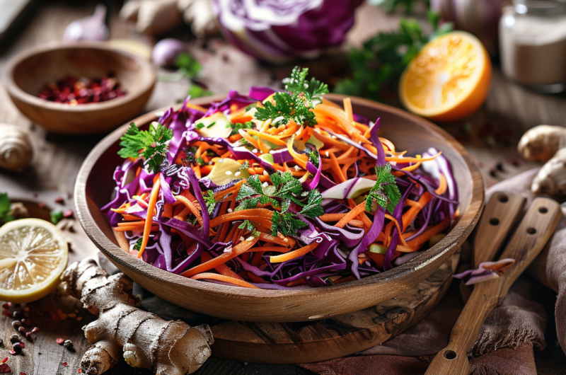 La salade de Chou Rouge et Carottes au Gingembre anti-inflammatoire !