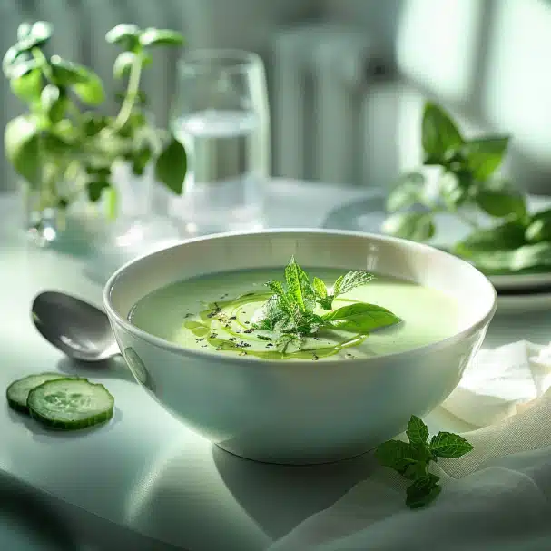 La soupe froide de concombre et menthe anti-inflammatoire !