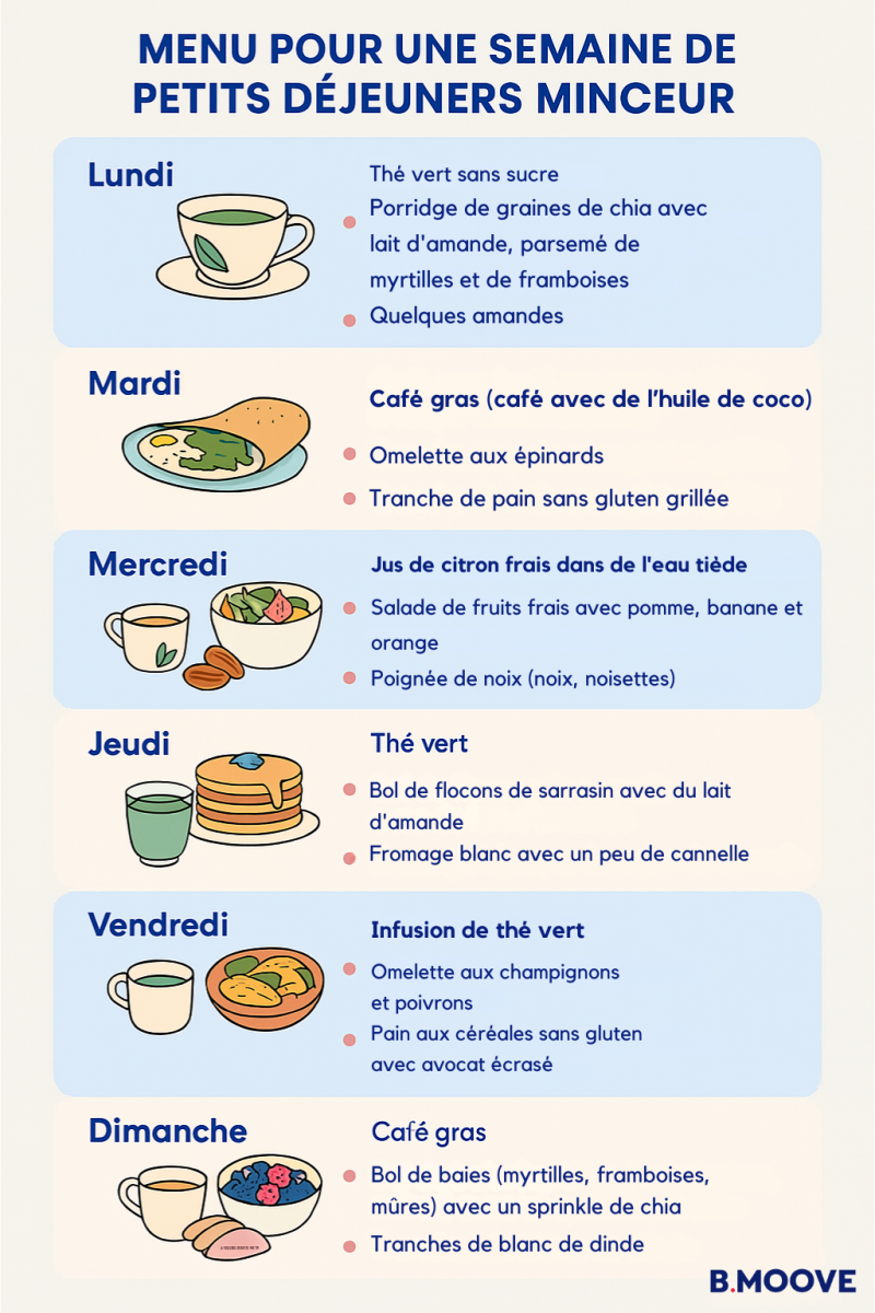 Menu pour une semaine de petits déjeuners minceur