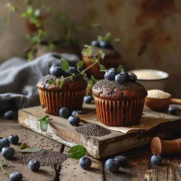 Muffins aux myrtilles et aux graines de chia