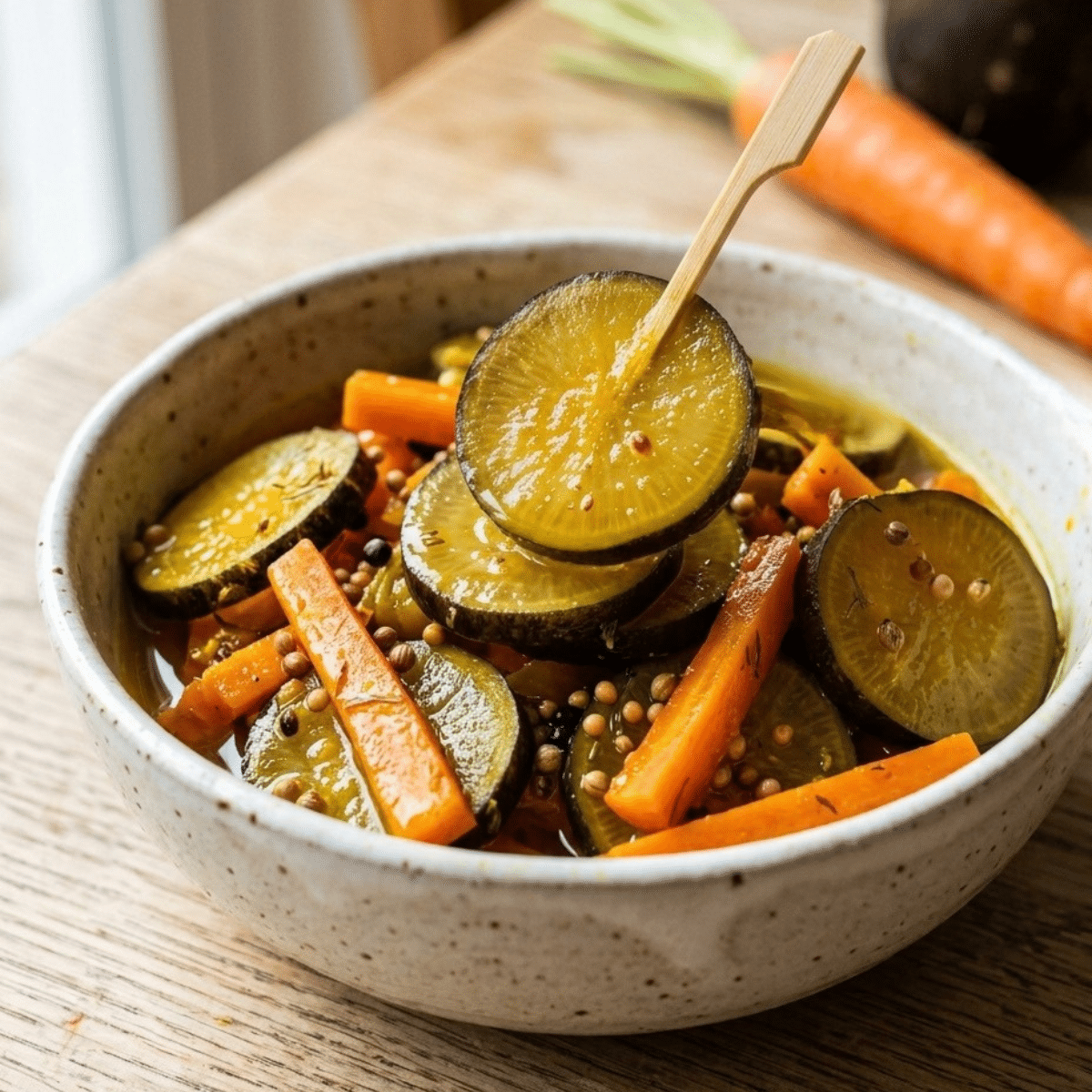 Pickles express de radis noir et carotte au curcuma