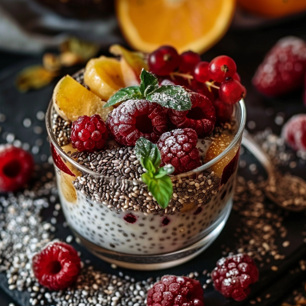 Pudding de chia à la vanille et aux fruits secs