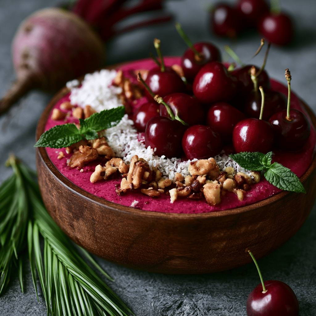 Smoothie bowl betterave, cerise et gingembre
