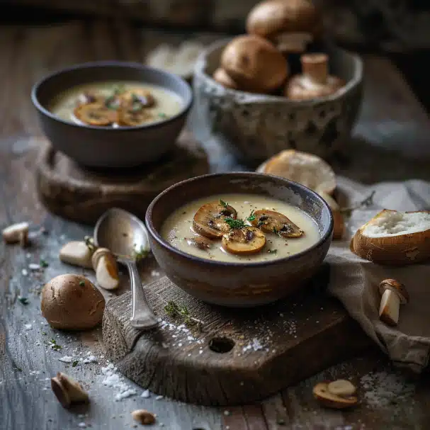 Soupe aux champignons et échalotes