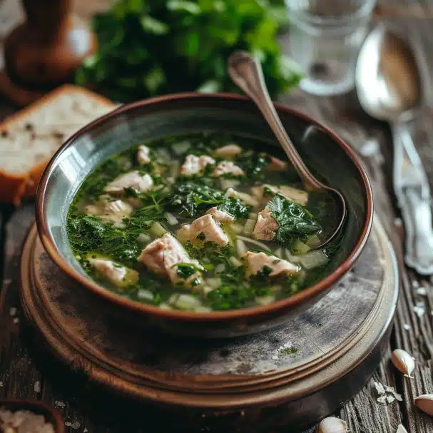 Soupe de poulet aux herbes