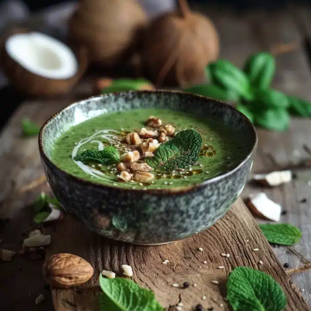 Soupe d'épinards et noix de coco