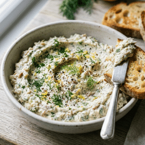 Tartinade de maquereau fumé, fenouil cru et citron