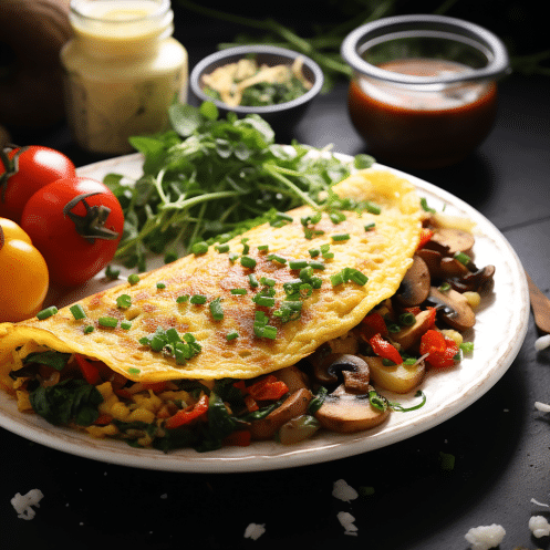 d'omelette aux pois chiches avec ses petits légumes