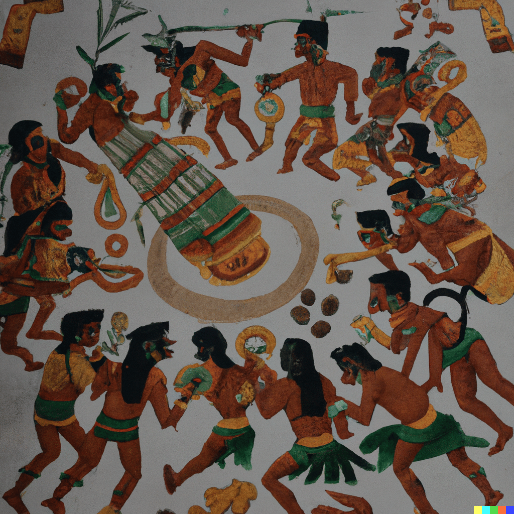 peinture des Aztèques offrant des graines de chia aux dieux