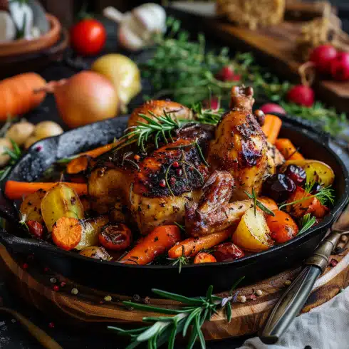 La recette du poulet au romarin et légumes racines rôtis anti-inflammatoire !