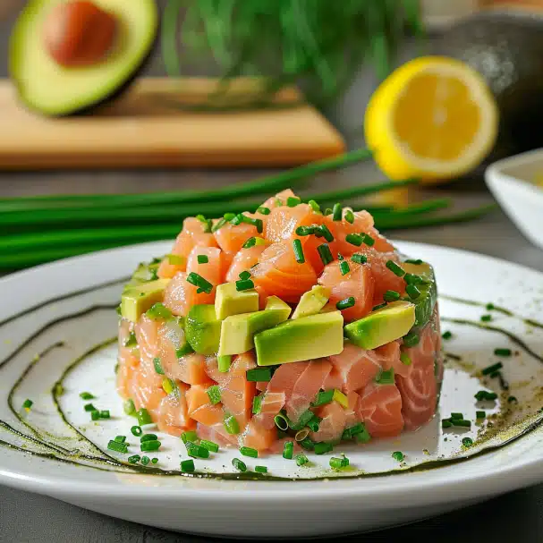 tartare d'avocat et saumon sauvage anti-inflammatoire